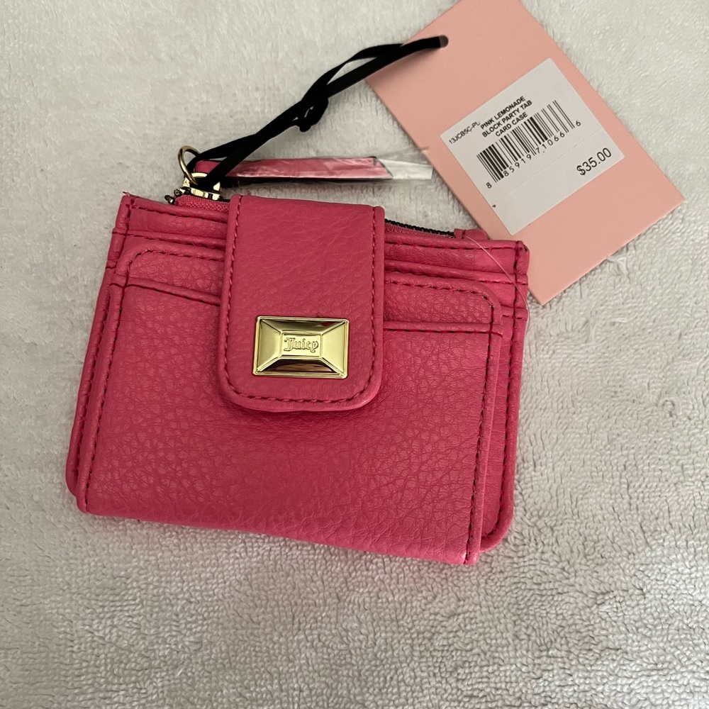 Juicy Couture pink lemonade block party tan card case